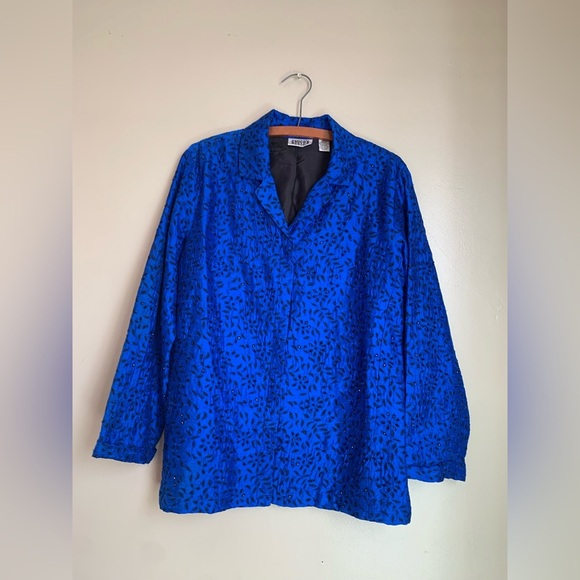 Chico's Design Jackets & Blazers - Vintage Chicos Design Silk Beaded Embroidered eyelet Jacket blouse Women Size 2